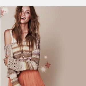Free People XS Limbo Knit Crop Stripe Sweater
